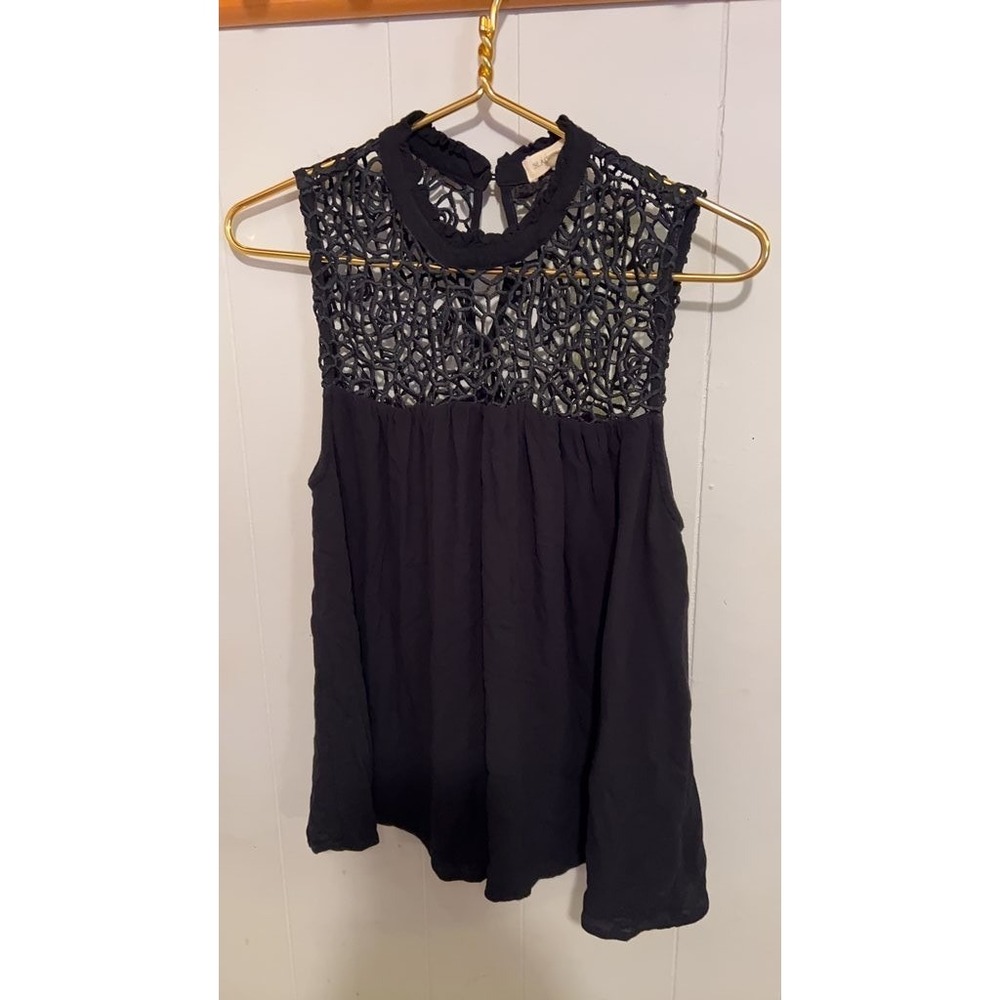 Black Swan Sleeveless Crochet Top